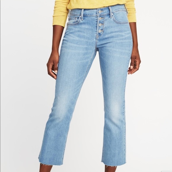 navy cropped jeans